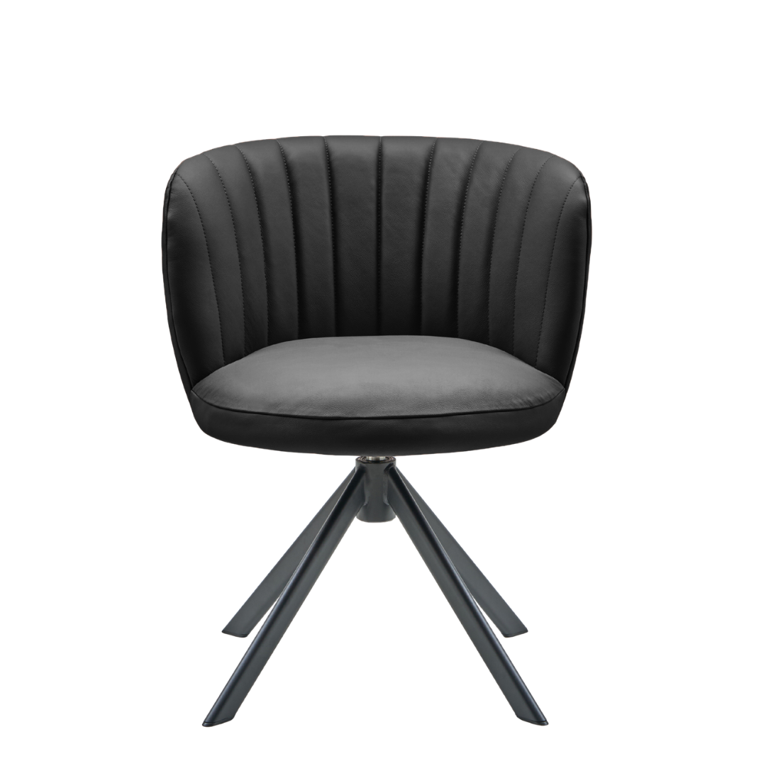 Shelly II spisebordsstol - læder m. drejeben (sort)